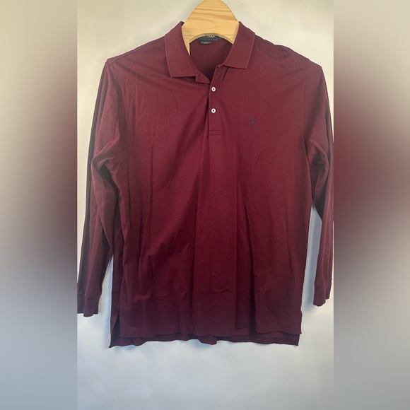 Ralph Lauren Polo Shirt Men's‎ XXL Burgundy Long Sleeve Pima Soft Touch Cotton - Picture 1 of 8